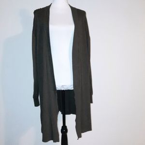 Olive green open front Long cardigan